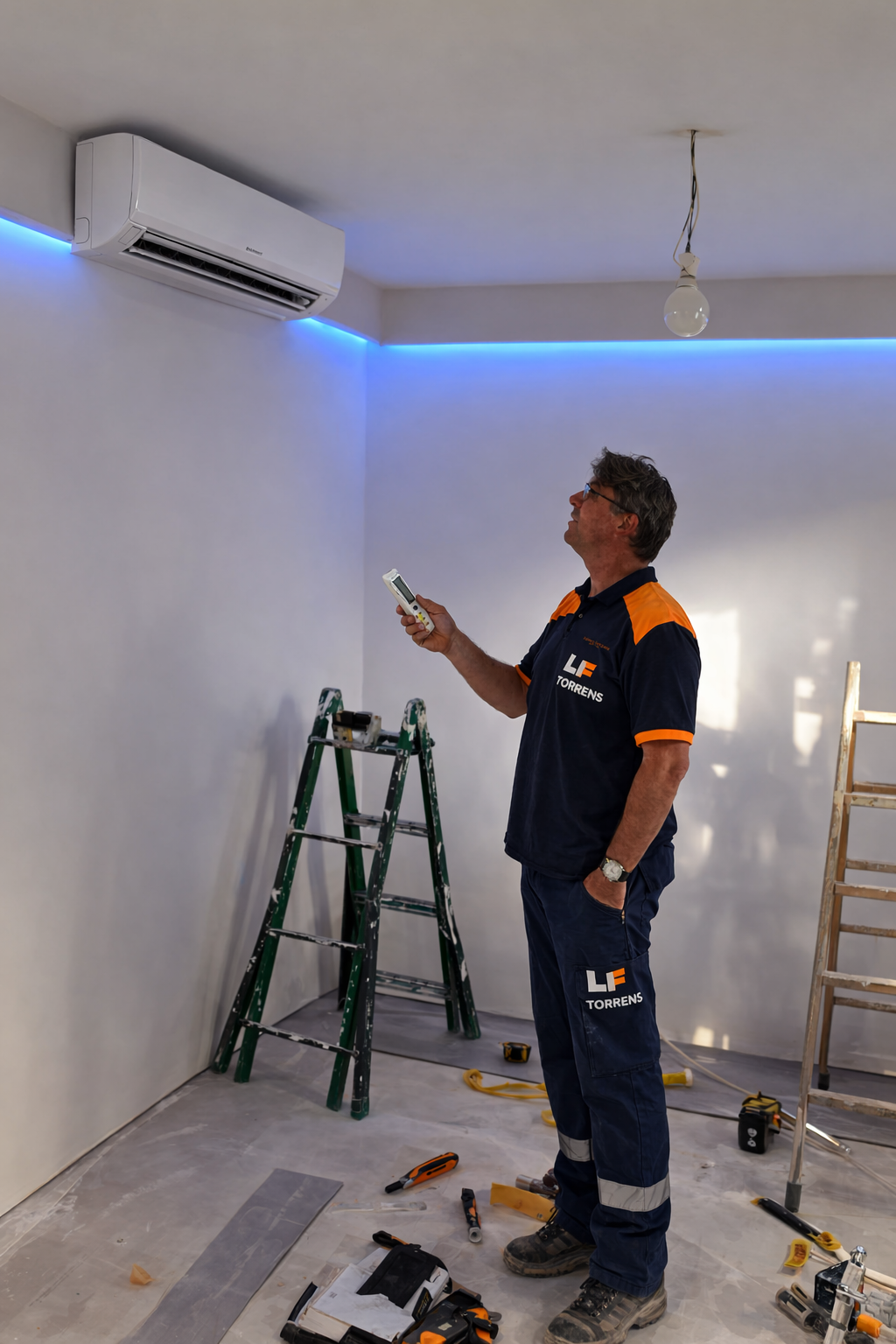 Instalación de aire acondicionado en progreso Instalación de aire acondicionado en progreso